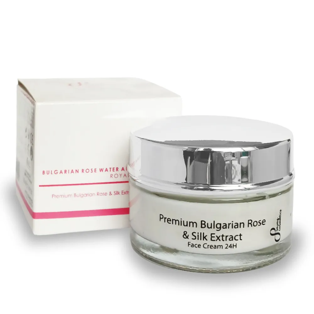 Face cream 24 hour with premium Bulgarian rose & silk extract, 50 ml