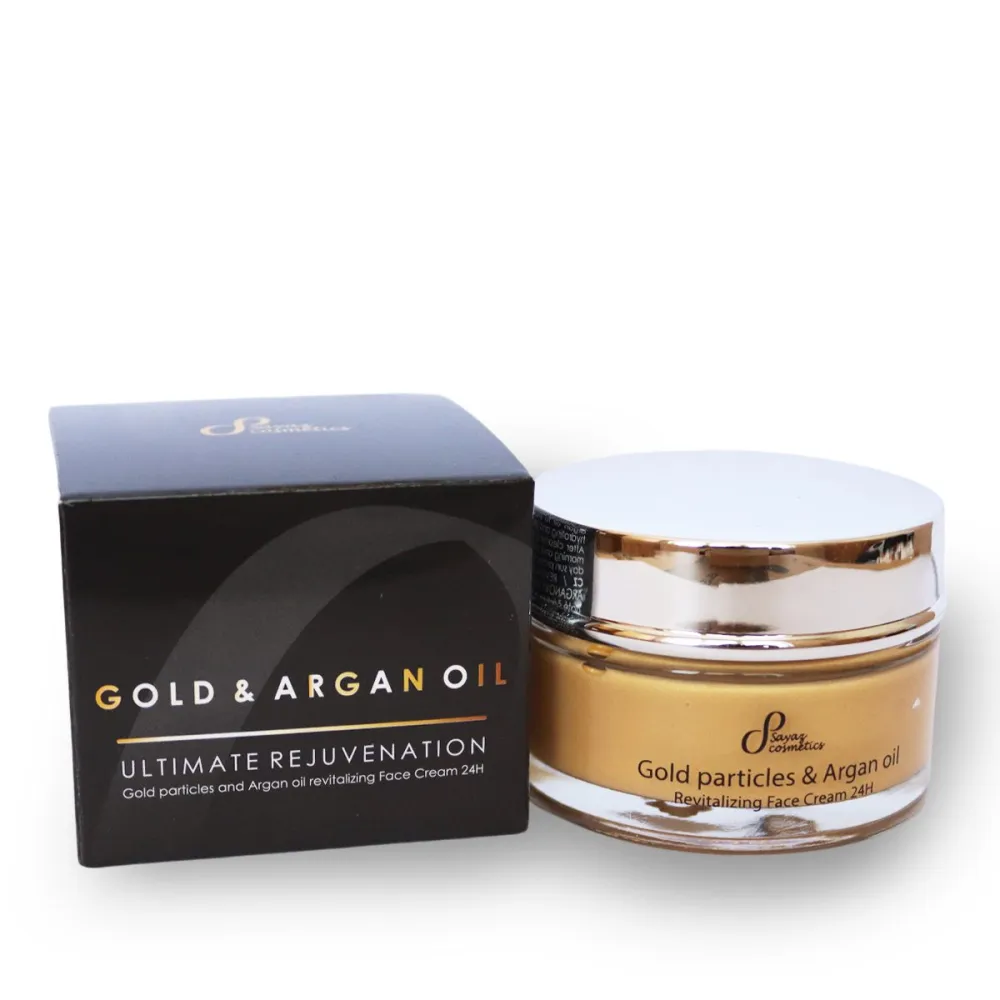 Revitalising face cream 24 hour with argan oil and gold particles, 50 ml